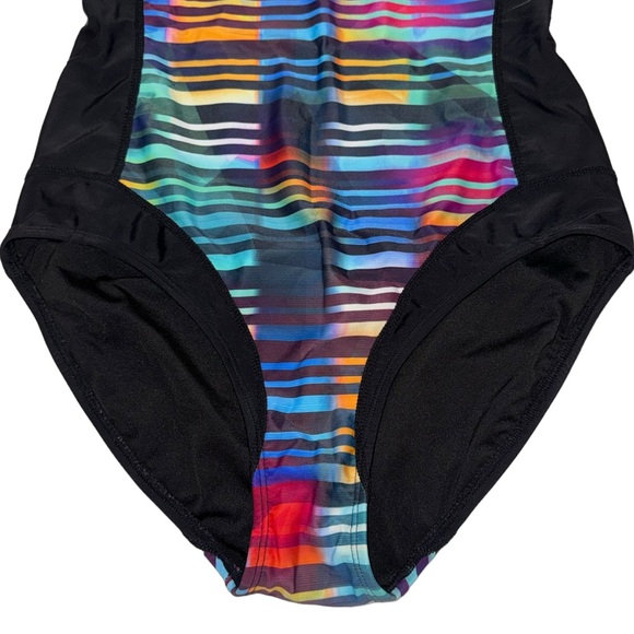 Athleta Streamline Rainbow Stripe Open Back One Piece Swimsuit - Picture 4 of 11